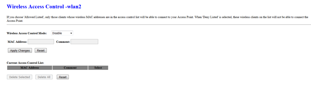 wireless what happens if you allow access for only listed mac addresses